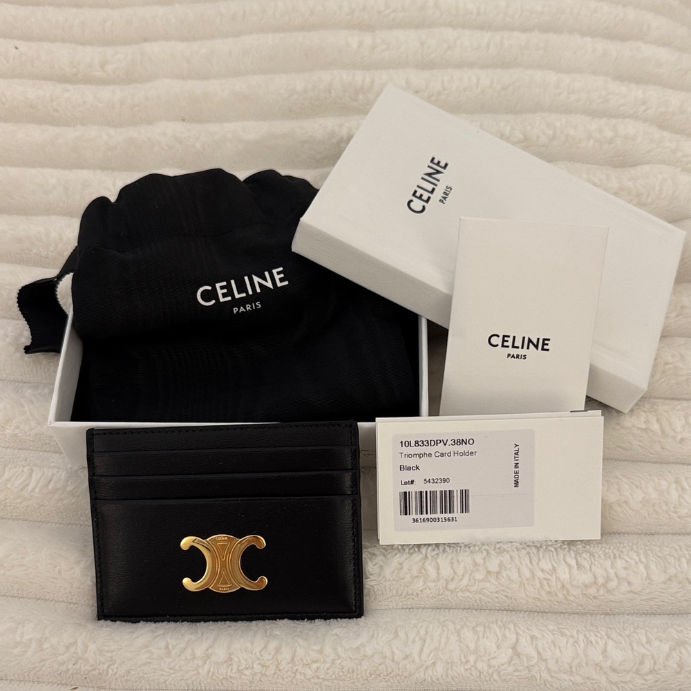 Celine Triomphe Black Card Holder